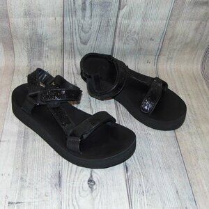 TEVA Midform Universal Glitter Black Platform Sandals Womens Size 7